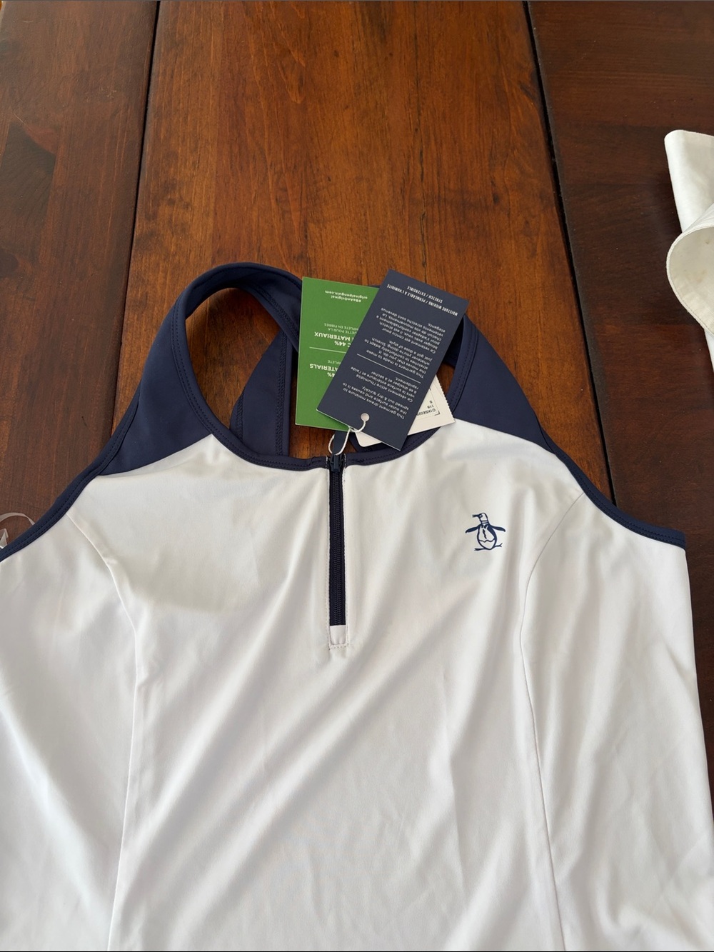 Original Penguin White & Navy Racerback Performance Tank - Picture 3 of 4